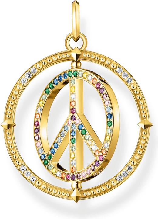 Immagine prodotto Thomas Sabo Ciondolo Segno di Pace con Pietre Colorate Placcato Oro (Argento 925)