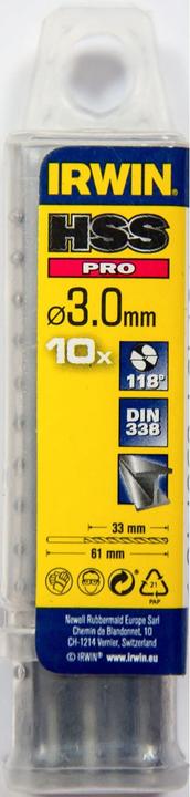 Actual product image Irwin 10502261, Drill, Drill bit set, 3 mm, 6.1 cm, Plastic, Soft metal, Wood, 3.3 cm (3 mm)