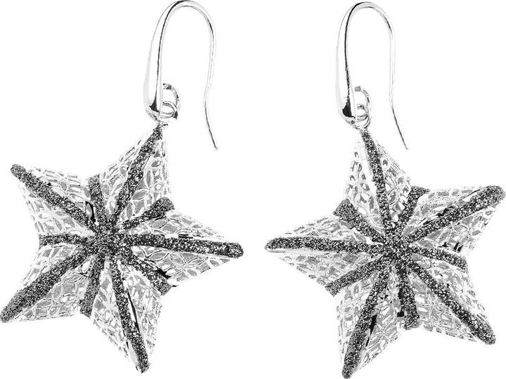 Produktbild Ottaviani Rhodium-plated bronze earrings with black diamond glitter