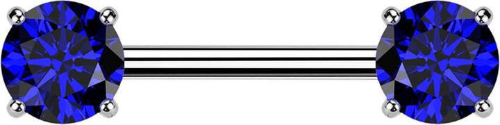 Produktbild Star Piercing Barbell Threadless silber mit zwei Kristallen dunkelblau gefasst (Titan G23, ohne Messing)