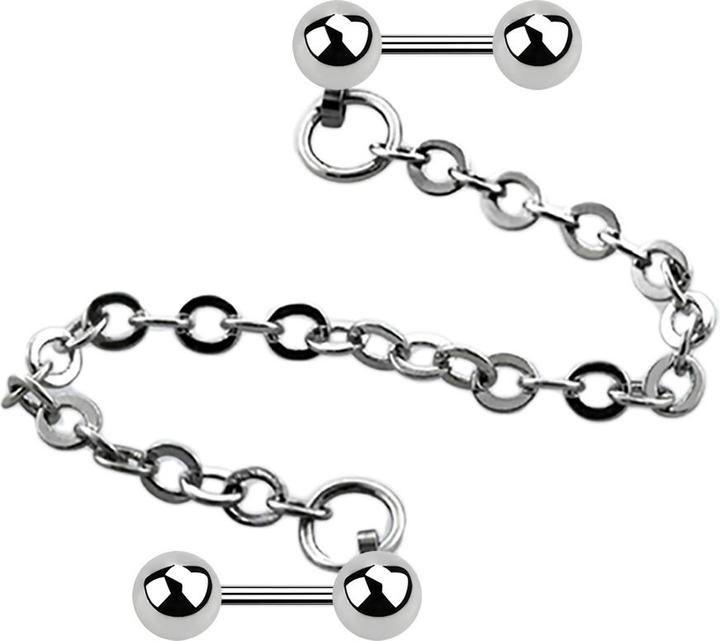 Produktbild Star Piercing Micro Barbell silber mit Kugel verbunden mit Kette (Chirurgenstahl 316L, ohne Messing)
