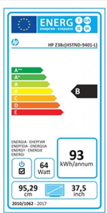 Energie-Label HP Z38c (3840 x 1600 Pixel, 38")