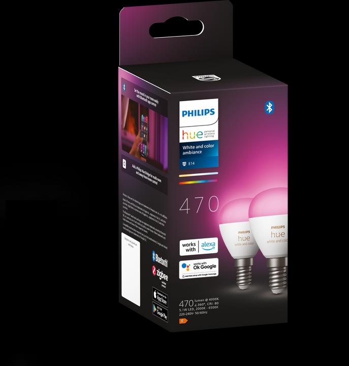 Image du produit Philips Hue White & Color Ambiance E14 Lot de deux lustres (E14, 5.10 W, 470 lm, 2 x, F)