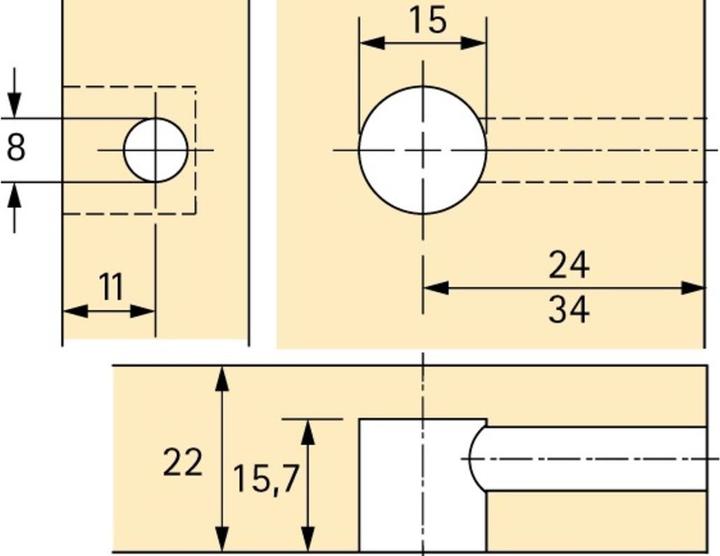 Actual product image Hettich Eccentric connecting fitting Rastex 15, for 22 mm shelves (Connection fitting, 1 pcs.)