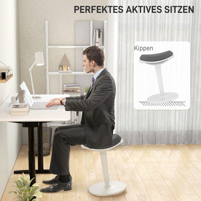 Produktbild Swisshandel24 Pendelhocker, ergonomisch, höhenverstellbar, bis 120 kg, 42,5x35,5x56,5-71,5cm, Grau