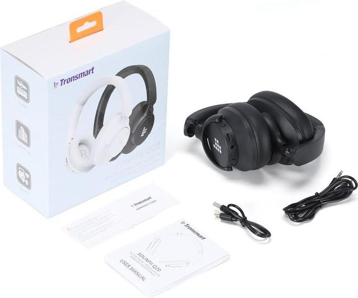 Produktbild Tronsmart Sounfii Q20 ANC On-Ear Bluetooth 5.3 Wireless Headphones - Black (ANC, 60 h, Kabelgebunden, Kabellos)