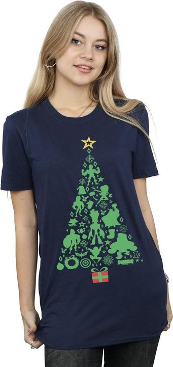 Actual product image Womens/Ladies Avengers Christmas Tree Cotton Boyfriend T-Shirt (L)