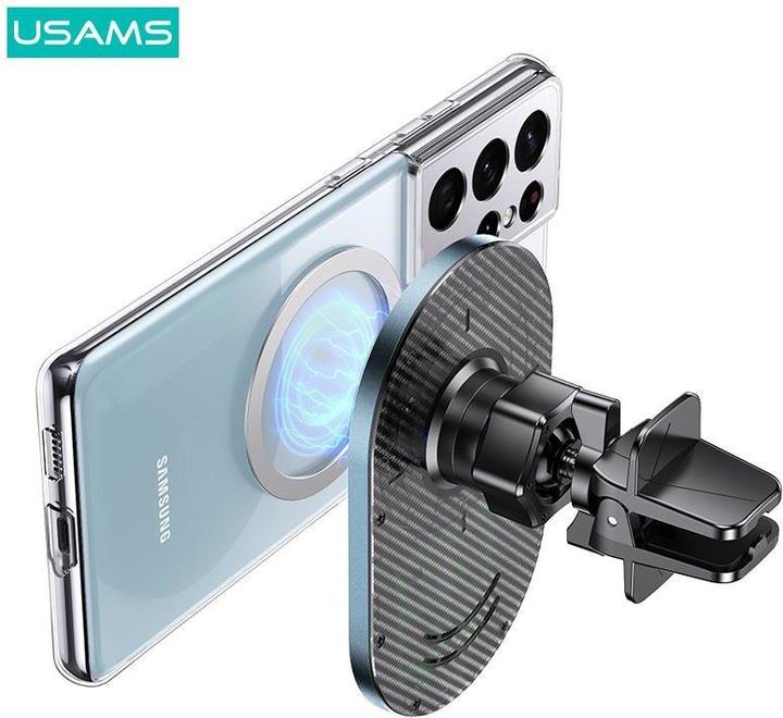 Actual product image Usams Uchwyt indukcyjny Magnetic Car Wireless Charging 15W do kratki went. szary/grey CD170DZ01 (US-