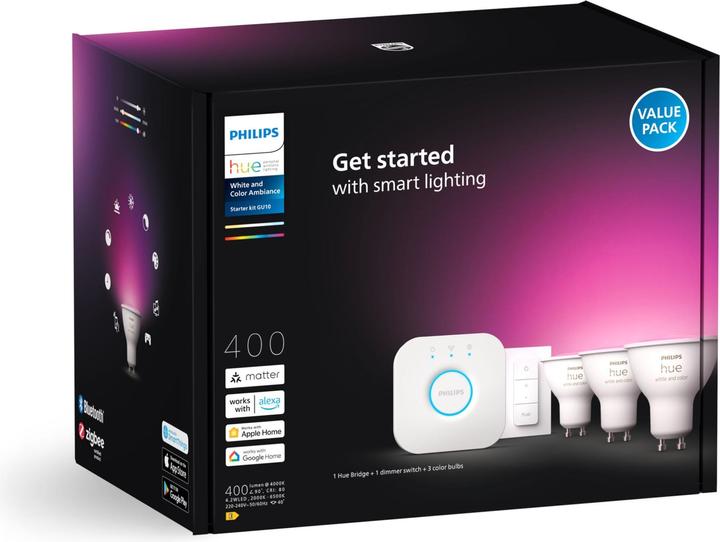 Actual product image Philips Hue White & Colour Ambiance Starter Set (GU10, 4.20 W, 400 lm, 3 x, E)