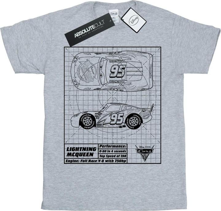 Actual product image Disney Boys Cars Lightning McQueen Blueprint T-Shirt (140, 146)