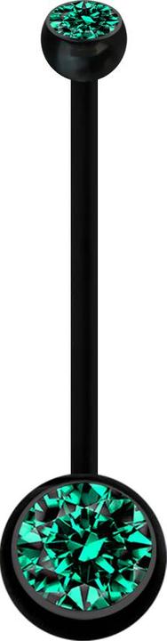 Star Piercing Banane Schwangerschaft schwarz mit zwei Kugeln Kristall türkis (ohne Messing, Bioflex)