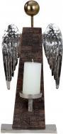 Actual product image IKO Wooden angel with metal wings & tealight holde