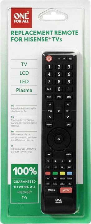 Actual product image One for All Hisense TV Replacement Remote Control (Universal remote control, Infrared)