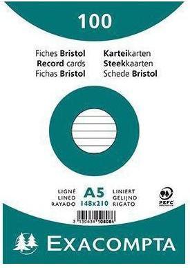 Produktbild Exacompta Karteikarte Format der Karte: DIN A5 Ausführung der Lineatur: liniert (A4, 205 g/m², 100 x)