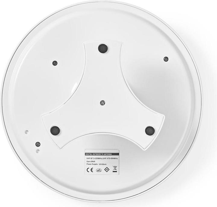 Actual product image Nedis Active HDTV antenna Active Connection type: F connector FM/UHF/VHF Reception range: 0-50 km LTE700 (46 dB, UKW / MW / LW, LTE, DVB-T / -T2)