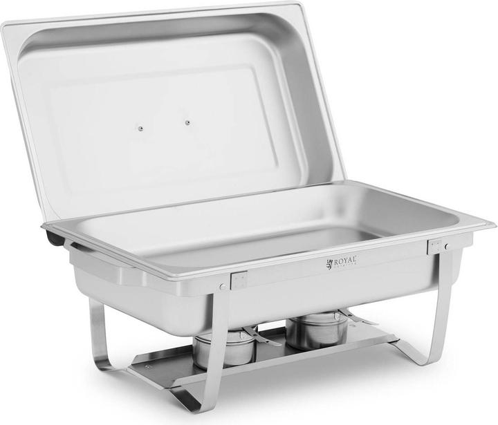 Produktbild Royal Catering Chafing Dish Warmhaltebehälter Rechaud 9 l 2 Brennstoffhalter 500 x 300 x 60 mm