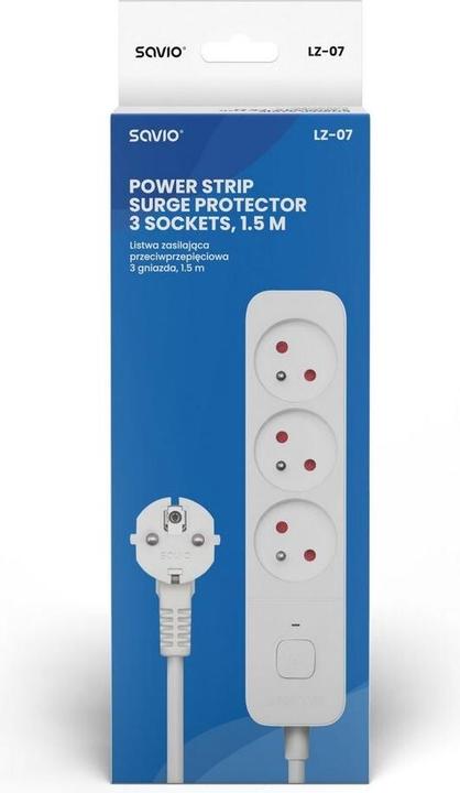 Image du produit Savio Protection contre les surtensions 3 pôles multiprise 1 5m blanc LZ-07 (3 x, PECO 7/5, 1.50 m)