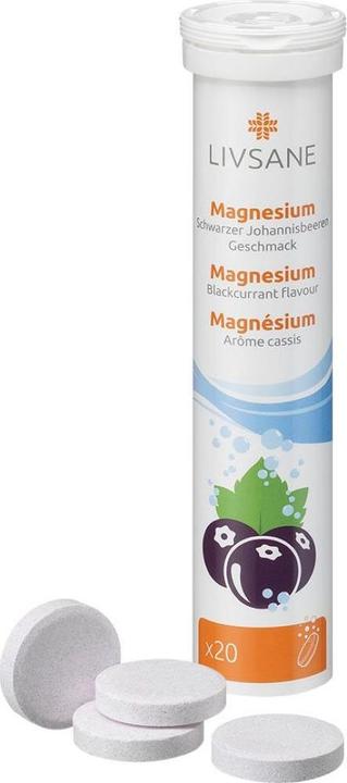 Actual product image Livsane Magnesium black currant flavor (20 Piece, Effervescent tablet, 98 g)