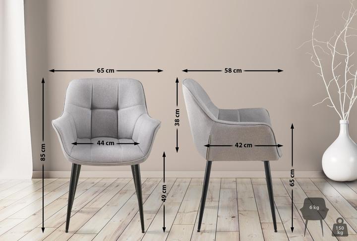 Image du produit Swisshandel24 Chaise de salle à manger Roseville Tissu, gris