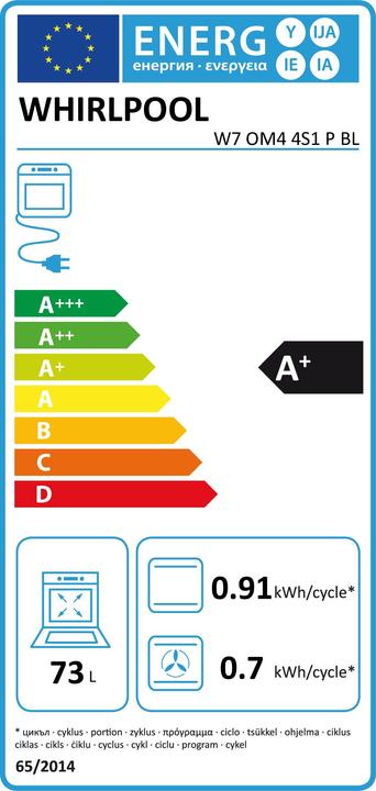 Energy Label Whirlpool W7 OM4 4S1 P BL 73 L A+ Black