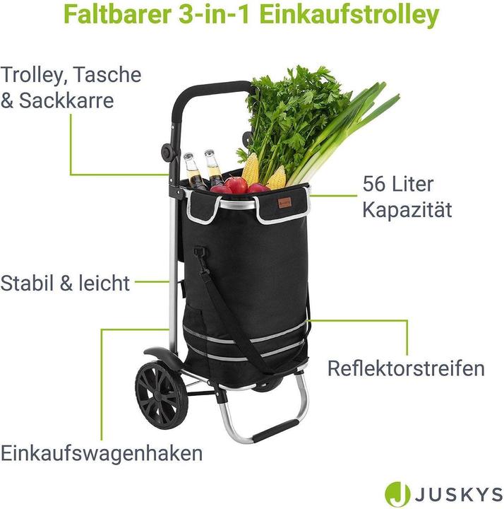 Image du produit Juskys Chariot à provisions 3en1
