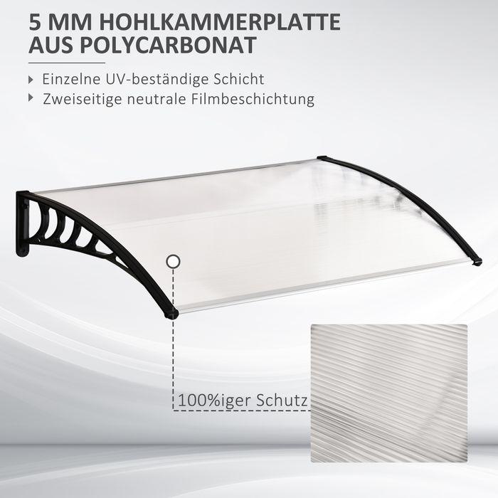 Image du produit Swisshandel24 Vordach für Haustür Überdachung 89 x 122 cm Haustürdach aus Polycarbonat, Weiss