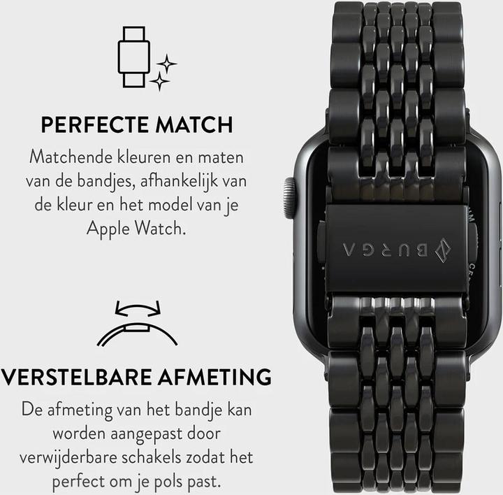 Actual product image Burga Apple Watch Metal Band - Chic Royal - Black - 38mm / 40mm / 41mm (Stainless steel)