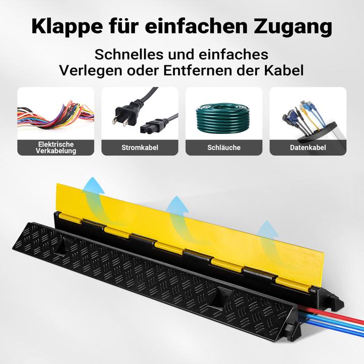 Produktbild Wiltec Kanal Kabelbrücke 20t 30km/h Überfahrschutz 98x26x6,5cm Kabelkanal Kabel (Kabelbrücke, 98 cm)