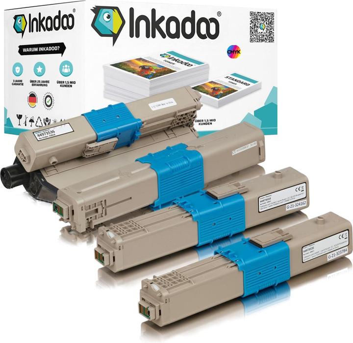 Image du produit Inkadoo Toner multipack compatible avec OKI C301 / C321 contient 4x cartouche toner noir cyan magent... (M, CF, C, Y)