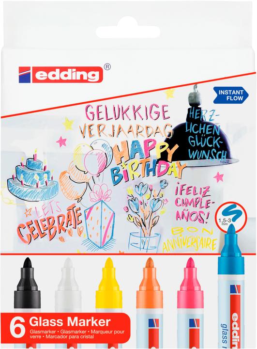 Image du produit Edding Marqueur pour tableau en verre (Multicolore, 3 mm, 6 x)