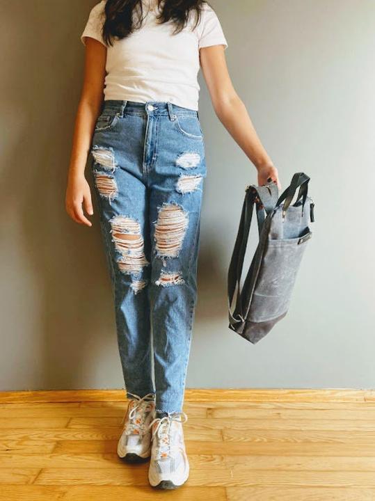 Produktbild Only-Bags.Store Rucksack aus gewachstem Canvas - Grau Dunkelgrau, Rucksack, Macbook 13" Rucksack, Rucksack