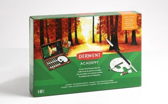 Produktbild Derwent Acrylfarbe Acrylic Wooden Box Mehrfarbig (Mehrfarbig, 12 ml)
