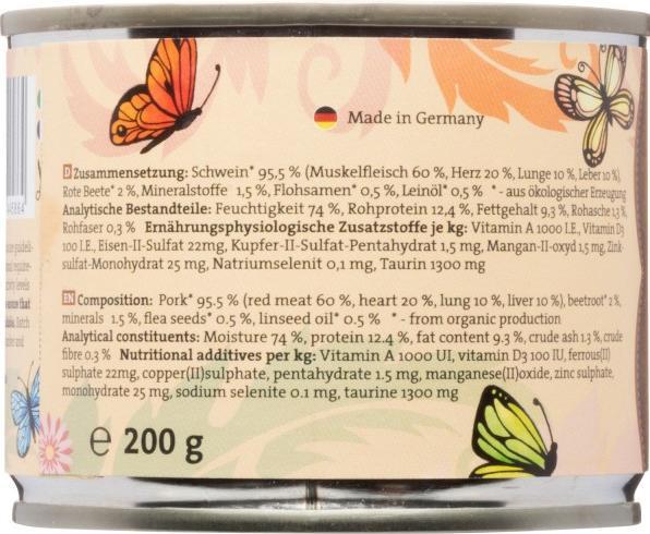 Image du produit Catz Finefood Bio No.509 Porc (Adulte, 6 pcs, 200 g)