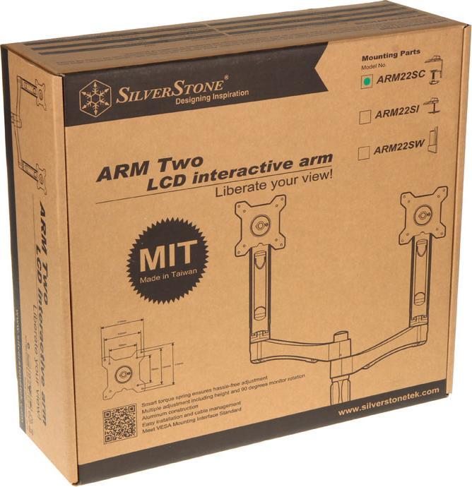 Image du produit Silverstone Support de bureau pour moniteur ARM Two (Tables, 24")