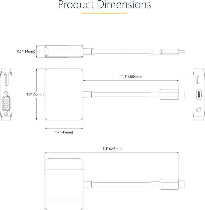 Actual product image StarTech com 122-USBC-HDMI-4K-VGA (HDMI, VGA, 14.50 cm)