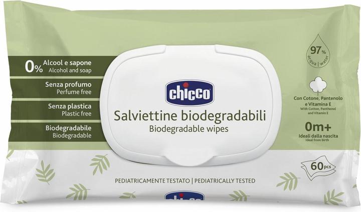 Chicco Lingettes nettoyantes BIODEGRADABLE, avec flip cover, 60 pcs - 0m (60 pièce(s))