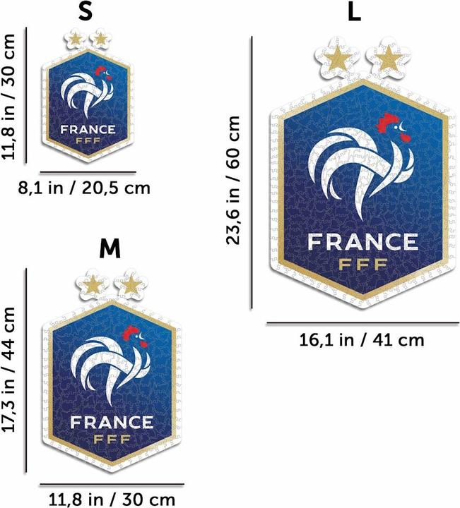 Produktbild Iconic FFF Französische Fussball Nationalmannschaft - Logo - Holz Puzzle Grösse L (500 Teile) (500 Teile)