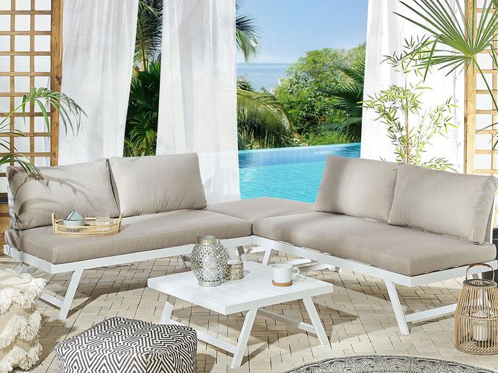 Produktbild Beliani Gartenmöbel Set Aluminium 5-Sitzer Auflagen taupe COCCORINO