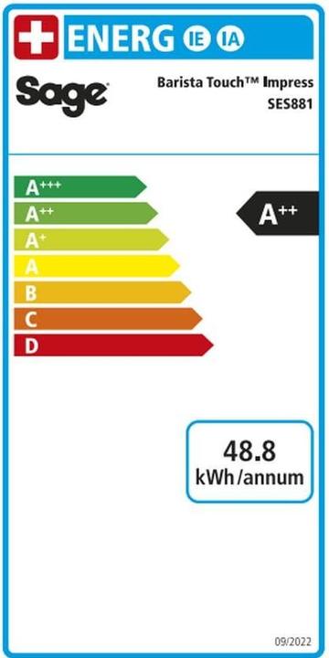 Energie-Label Sage The Barista Touch Impress (CH-Stecker)