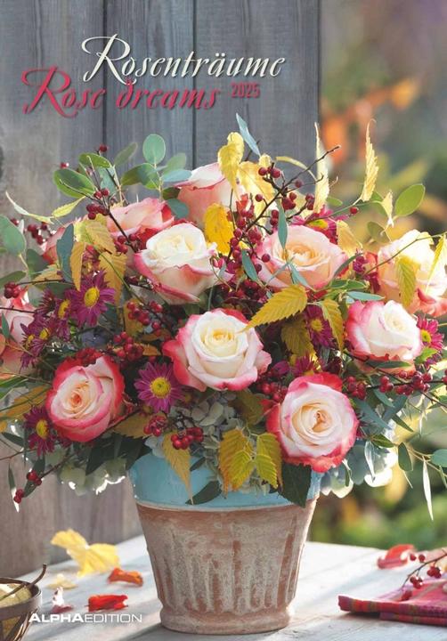 Alpha Edition Rosenträume 2025 picture calendar, 23,7x34cm, wall calendar with space for notes and (Hardcover, German, Italian, French, English)