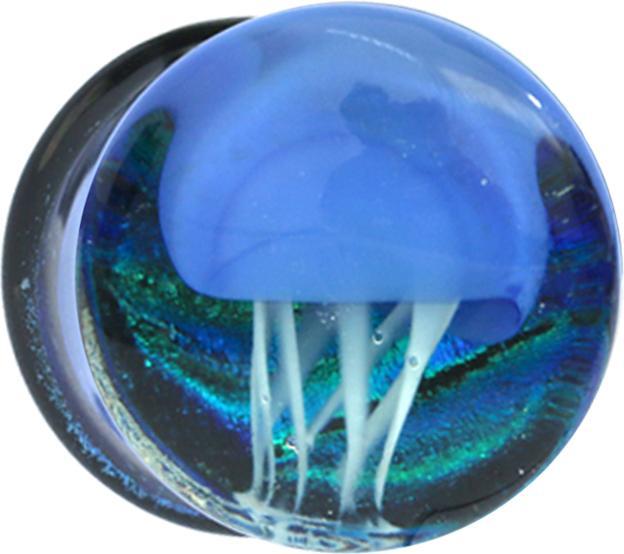 Actual product image Star Piercing Flared Plug transparent glass jellyfish (without brass, Glass)