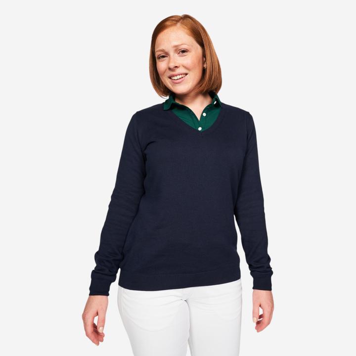Inesis Damen Golf Pullover V-Ausschnitt Baumwolle - CW100 marineblau (L)