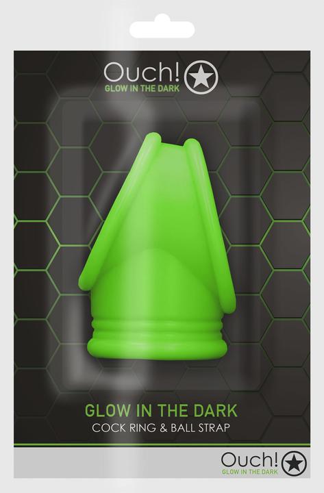 Actual product image Ouch! Cock Ring & Ball Strap - Glow in the Dark (4.50 cm)