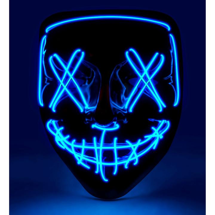 Actual product image Widmann Creepy X mask with blue LED lighting