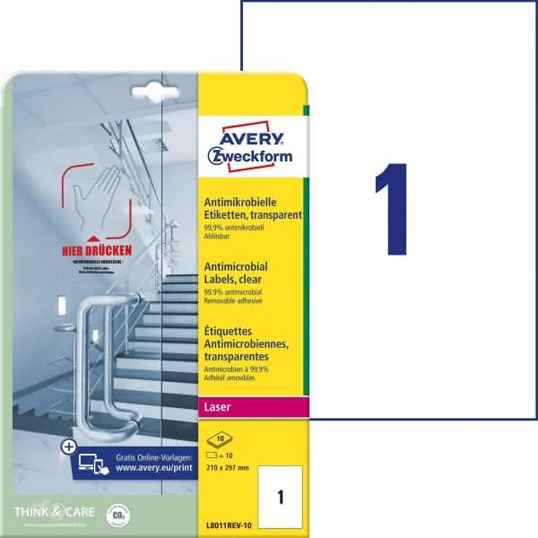 Immagine prodotto Avery Etichette antimicrobiche, ablösbar, trasparenti