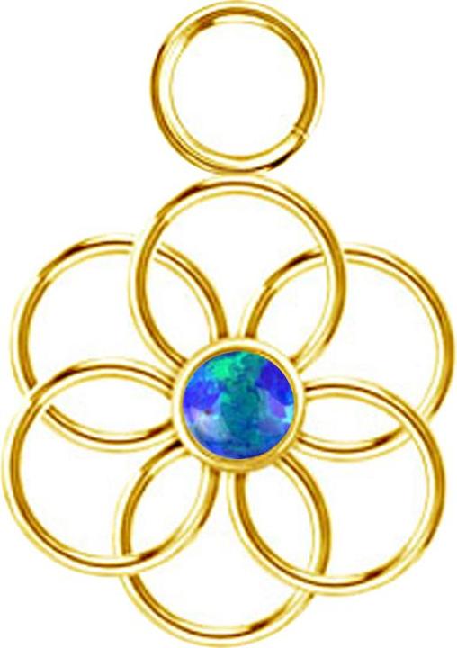 Produktbild Star Piercing Anhänger vergoldet Opal blau Blume des Lebens (ohne Messing, Chirurgenstahl 316L)