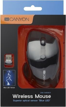 Image du produit Canyon Souris sans fil MW-01, capteur LED bleu, 6 boutons, 2.4GHz, Noir (Sans fil)