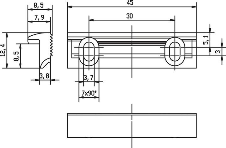 Actual product image effeff Screw-on piece Series 118 FaFix, 45 x 12.4 x 7.9 mm, galvanised steel