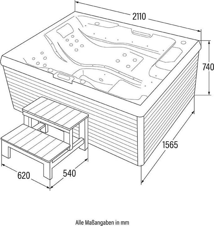 Produktbild Home Deluxe Outdoor Whirlpool HOME-STAR, 24 Massagedüsen LED, Treppe und Thermoabdeckung, 3 Personen (3 Pers.)