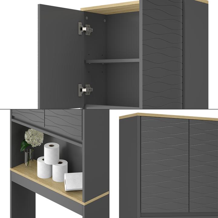 Actual product image Vichy Toilettenschrank Livia, Anthrazit/Holz, 60 x 163 cm